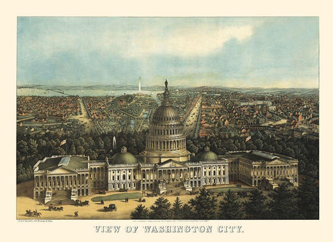 Washington DC - Sachese 1871 White Modern Wood Framed Art Print with Double Matting by Sachese