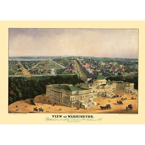 Washington DC - Sachese 1852 Black Modern Wood Framed Art Print by Sachese