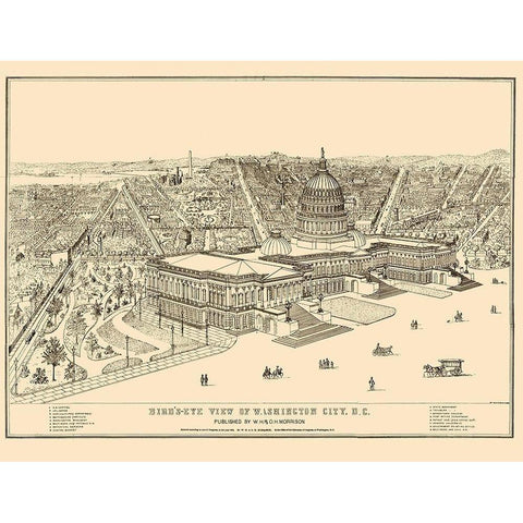 Washington DC - Morrison 1872 Black Modern Wood Framed Art Print with Double Matting by Morrison