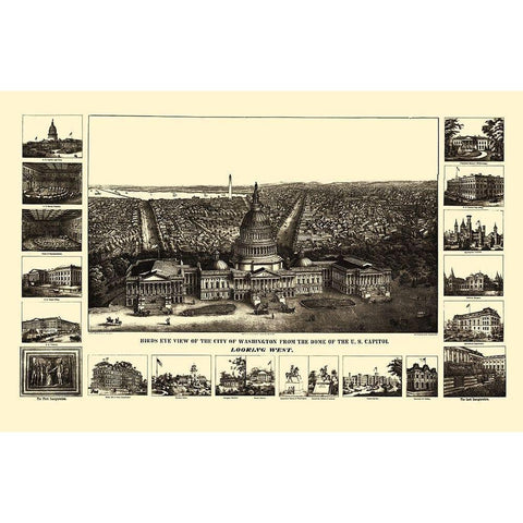 Washington DC - Sachese 1860 Gold Ornate Wood Framed Art Print with Double Matting by Sachese