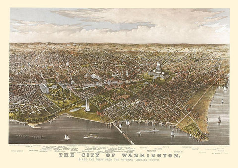 Washington DC - Currier 1880 Black Ornate Wood Framed Art Print with Double Matting by Currier