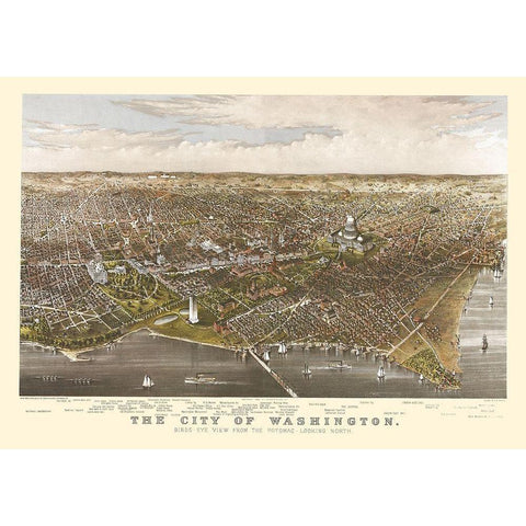 Washington DC - Currier 1880 Black Modern Wood Framed Art Print by Currier