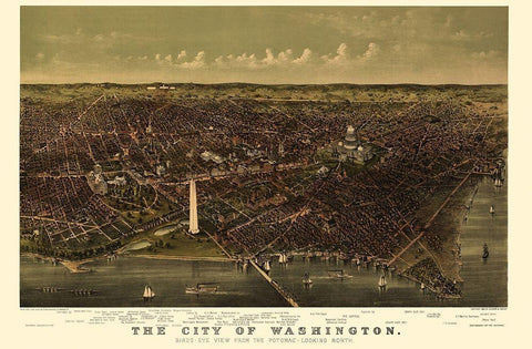 Washington DC - Currier 1892 Black Ornate Wood Framed Art Print with Double Matting by Currier