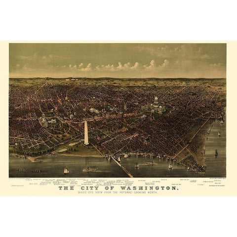Washington DC - Currier 1892 Black Modern Wood Framed Art Print by Currier