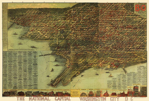 Washington DC - Sachese 1884 White Modern Wood Framed Art Print with Double Matting by Sachese