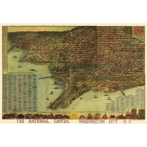 Washington DC - Sachese 1884 Gold Ornate Wood Framed Art Print with Double Matting by Sachese