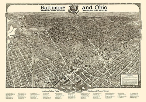 Washington DC - Olsen 1923 Black Ornate Wood Framed Art Print with Double Matting by Olsen