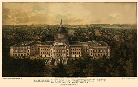 Washington DC - Bohn 1857 White Modern Wood Framed Art Print with Double Matting by Bohn