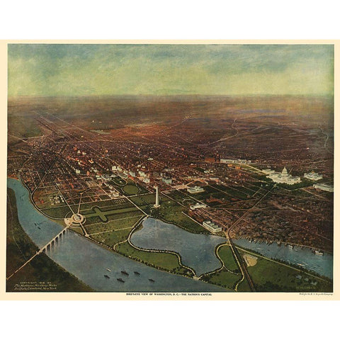 Washington DC - Reynolds 1916 White Modern Wood Framed Art Print by Reynolds
