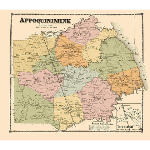 Appoquinimink Delaware Landowner - Beers 1868 White Modern Wood Framed Art Print by Beers