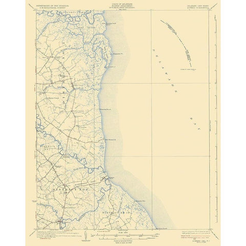 Bowers Delaware New Jersey Quad - USGS 1936 White Modern Wood Framed Art Print by USGS