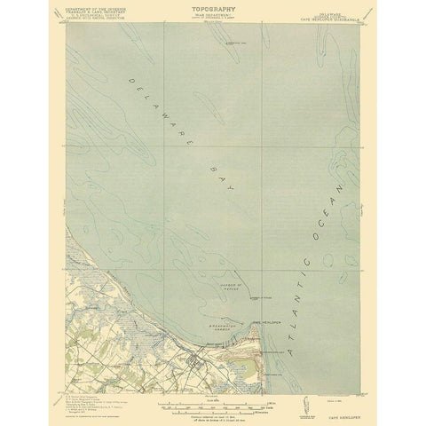 Cape Henlopen Delaware Quad - USGS 1918 Gold Ornate Wood Framed Art Print with Double Matting by USGS