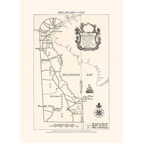 Delaware - Churchman 1787  Black Modern Wood Framed Art Print with Double Matting by Churchman