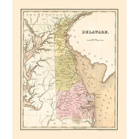 Delaware - Lucas 1838  Black Modern Wood Framed Art Print by Lucas