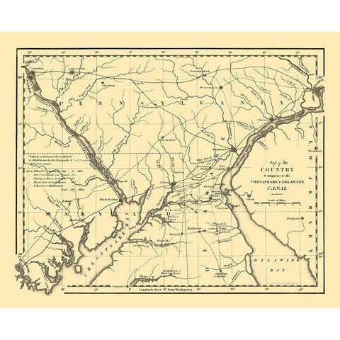 Delaware - Tanner 1824  Gold Ornate Wood Framed Art Print with Double Matting by Tanner