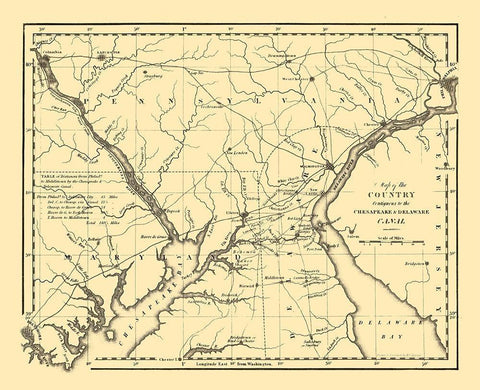 Delaware - Tanner 1824  Black Ornate Wood Framed Art Print with Double Matting by Tanner