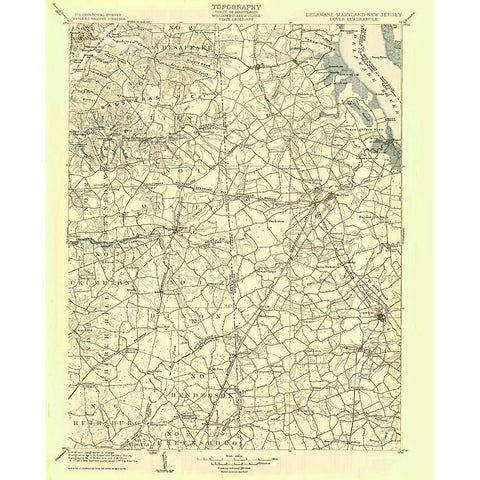 Dover Delaware Quad - USGS 1904 Gold Ornate Wood Framed Art Print with Double Matting by USGS