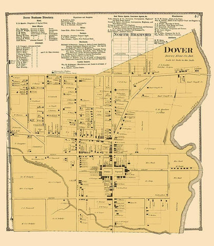 Dover Delaware Landowner - Beers 1868 White Modern Wood Framed Art Print with Double Matting by Beers