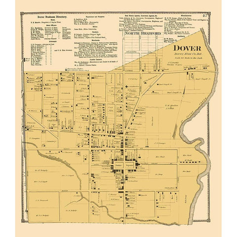 Dover Delaware Landowner - Beers 1868 Gold Ornate Wood Framed Art Print with Double Matting by Beers