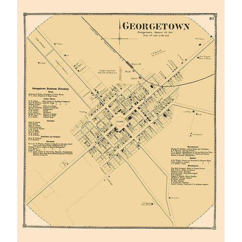 Georgetown Delaware Landowner - Beers 1868 Gold Ornate Wood Framed Art Print with Double Matting by Beers