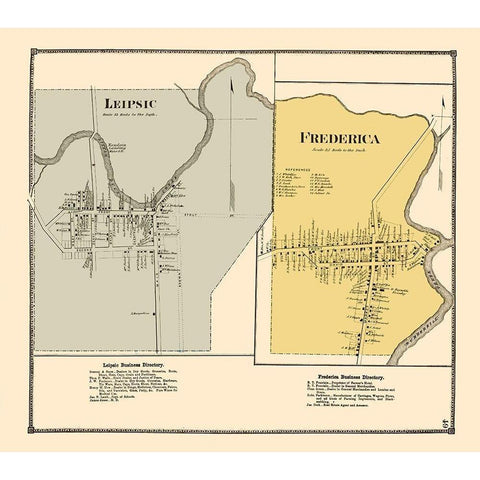 Leipsic, Frederica Delaware Landowner - Beers 1868 Black Modern Wood Framed Art Print with Double Matting by Beers