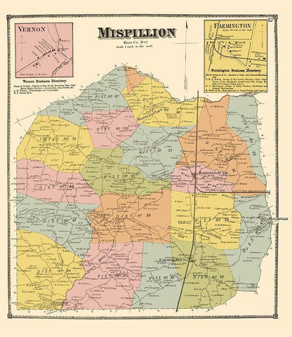 Mispillion Delaware Landowner - Beers 1868 Black Ornate Wood Framed Art Print with Double Matting by Beers