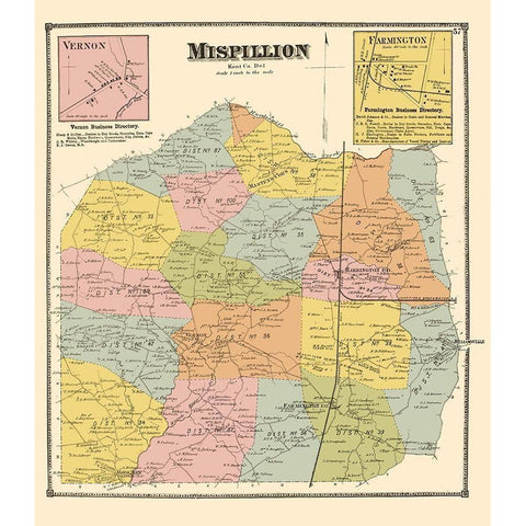 Mispillion Delaware Landowner - Beers 1868 Black Modern Wood Framed Art Print with Double Matting by Beers