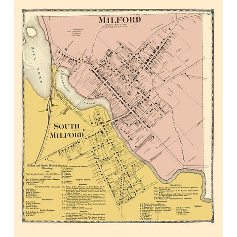 Milford, South Milford Delaware Landowner Black Modern Wood Framed Art Print with Double Matting by Beers