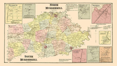 North and South Murderkill Delaware Landowner White Modern Wood Framed Art Print with Double Matting by Beers