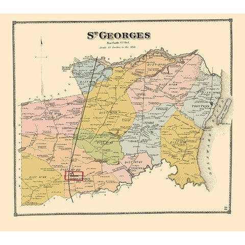 St Georges Delaware Landowner - Beers 1868 White Modern Wood Framed Art Print by Beers