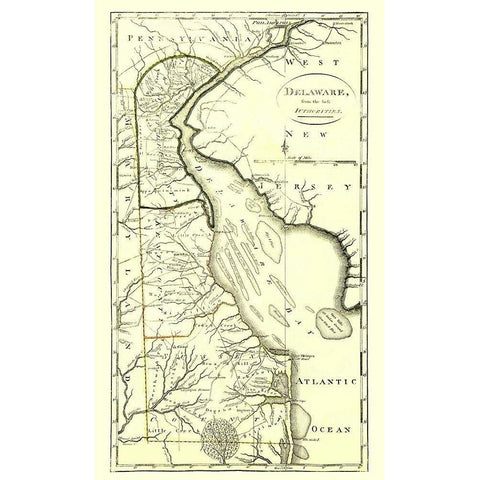 Delaware - Carey 1814 White Modern Wood Framed Art Print by Carey