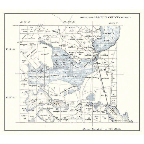 Alachua Florida Landowner - 1890 White Modern Wood Framed Art Print by Unknown