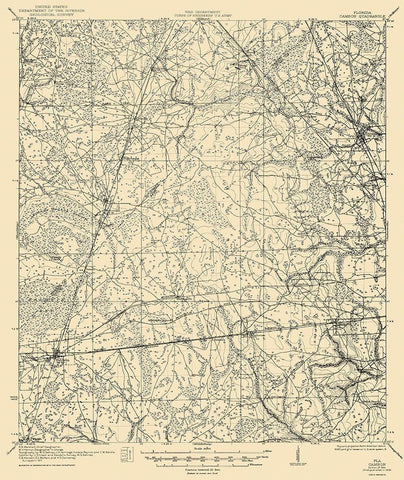 Cambon Florida Quad - USGS 1944 White Modern Wood Framed Art Print with Double Matting by USGS