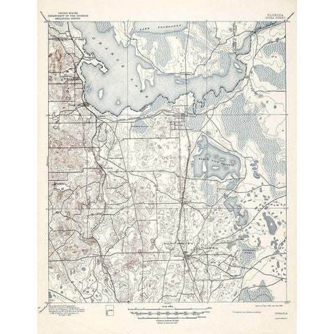 Citra Florida Sheet - USGS 1895 White Modern Wood Framed Art Print by USGS