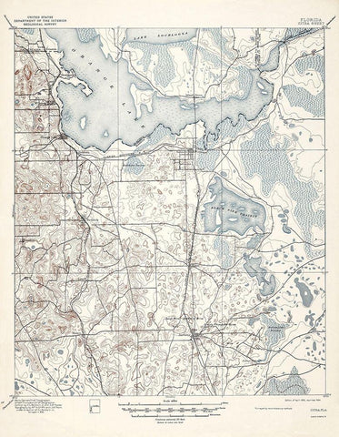 Citra Florida Sheet - USGS 1895 White Modern Wood Framed Art Print with Double Matting by USGS