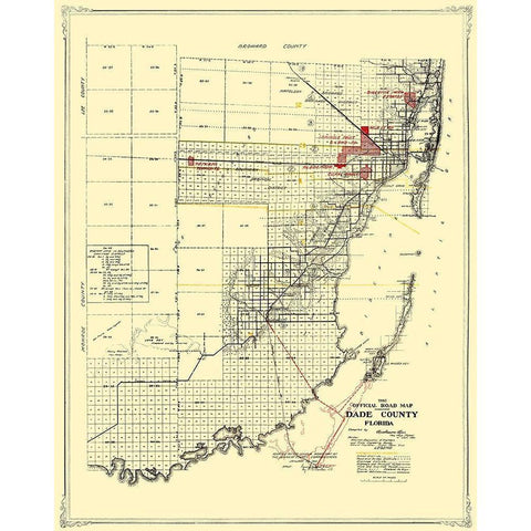Dade Florida Road - Miami Motor Club 1921 Gold Ornate Wood Framed Art Print with Double Matting by Miami Motor Club