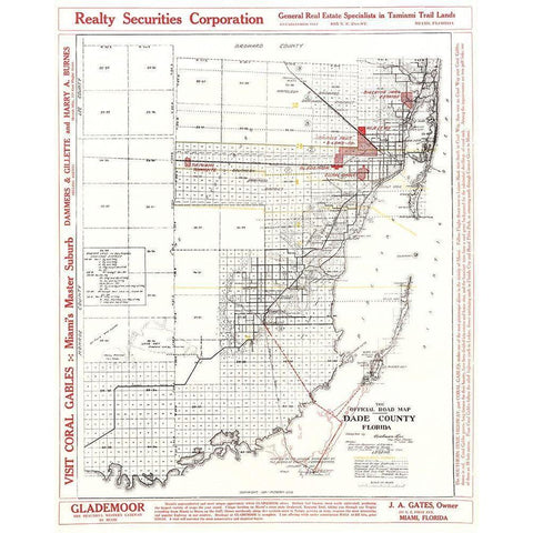 Dade Florida Road - Richeson 1921 Gold Ornate Wood Framed Art Print with Double Matting by Richeson