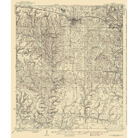 De Funiak Springs Florida Quad - USGS 1938 Gold Ornate Wood Framed Art Print with Double Matting by USGS