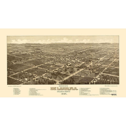 Deland Florida - Beck 1884 White Modern Wood Framed Art Print by Beck