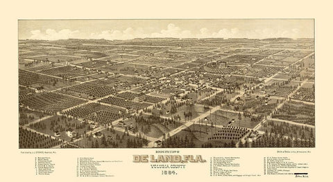 Deland Florida - Beck 1884 Black Ornate Wood Framed Art Print with Double Matting by Beck