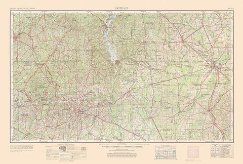 Dothan Florida Quad - USGS 1965 Black Ornate Wood Framed Art Print with Double Matting by USGS