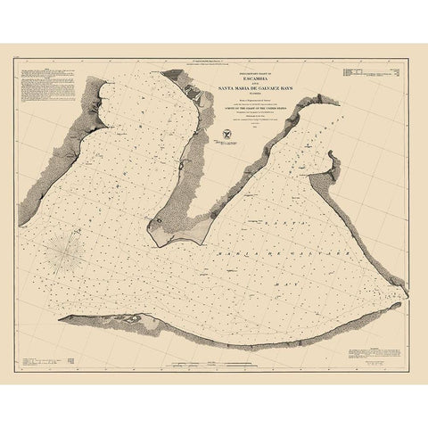 Escambia - USCS 1861 Gold Ornate Wood Framed Art Print with Double Matting by USCS