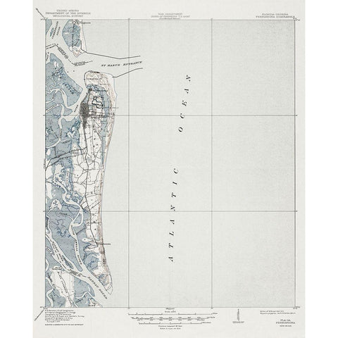 Fernandina Florida Quad - USGS 1919 Black Modern Wood Framed Art Print with Double Matting by USGS