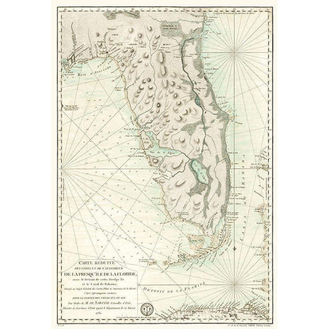 Florida - Sartine 1780  Black Modern Wood Framed Art Print by Sartine