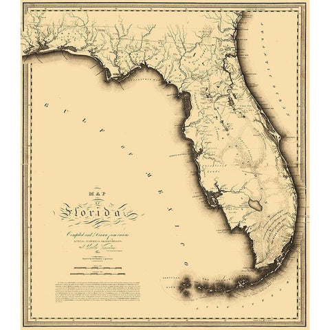 Florida - Tanner 1823  Gold Ornate Wood Framed Art Print with Double Matting by Tanner