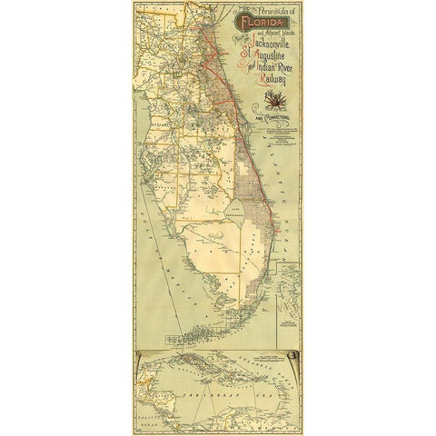 Florida Railway Connections - Northrup 1893  Black Modern Wood Framed Art Print by Northrup