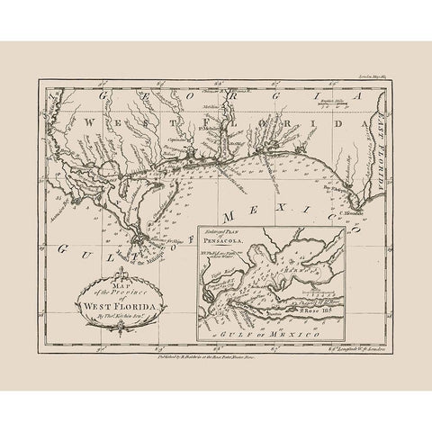 West Florida - Kitchin 1781  White Modern Wood Framed Art Print by Kitchin