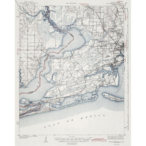 Fort Barrancas Florida Alabama Quad - USGS 1943 White Modern Wood Framed Art Print by USGS