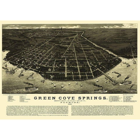 Green Cove Springs Florida - Beck 1885 White Modern Wood Framed Art Print by Beck