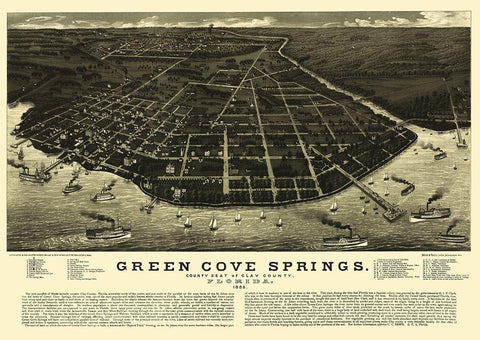 Green Cove Springs Florida - Beck 1885 Black Ornate Wood Framed Art Print with Double Matting by Beck